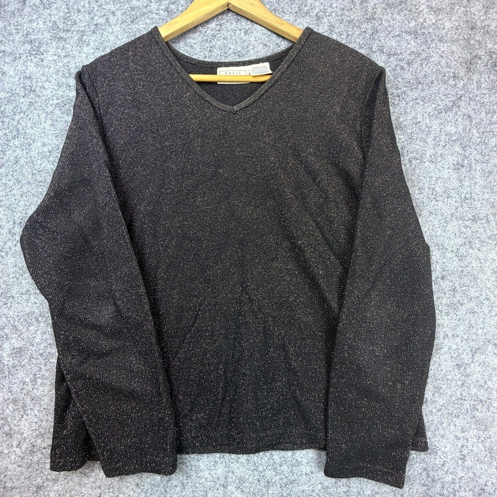 Vintage Basic Editions Sweater Womens XL Black Basic Neutral Layering Grunge